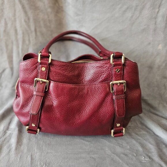 Michael Kors Pebble Leather Satchel Cherry Red - Picture 2 of 10